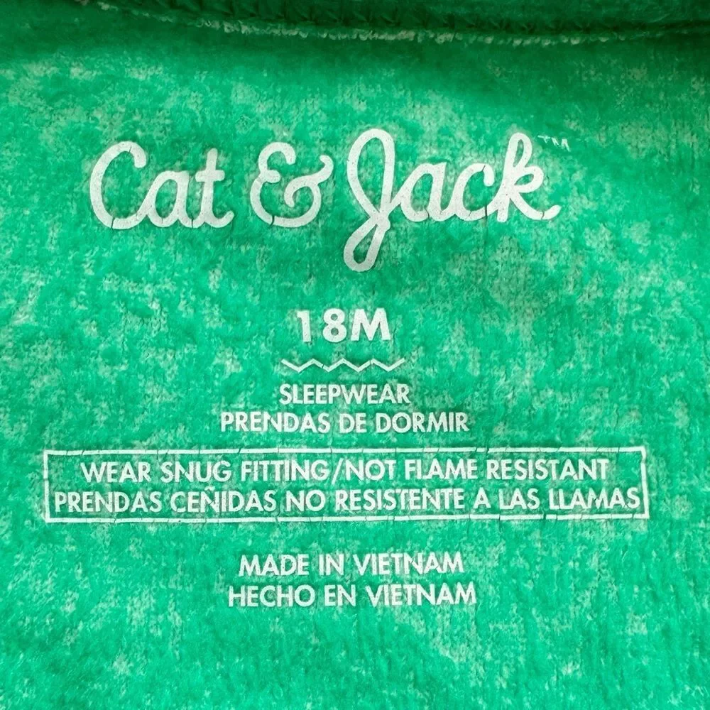 Cat & Jack Kids Long Sleeve Velour Style Dino Print Pajama Set. PJs. 18 Months.